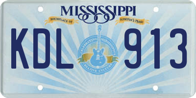 MS license plate KDL913