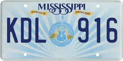 MS license plate KDL916