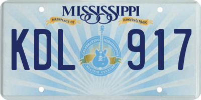 MS license plate KDL917