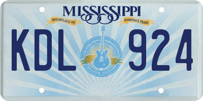MS license plate KDL924