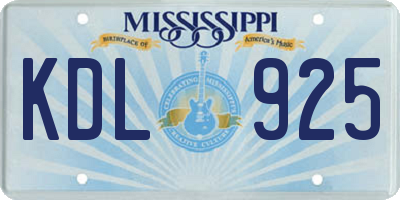 MS license plate KDL925