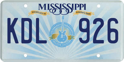MS license plate KDL926