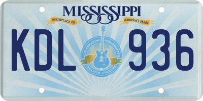 MS license plate KDL936