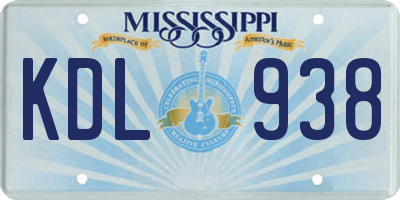 MS license plate KDL938