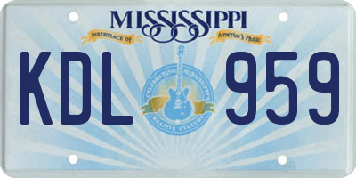 MS license plate KDL959