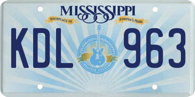 MS license plate KDL963
