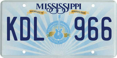 MS license plate KDL966
