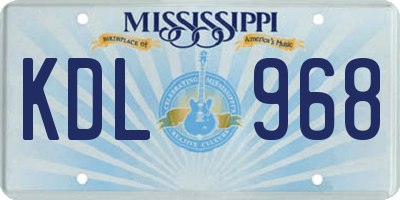MS license plate KDL968