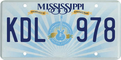 MS license plate KDL978