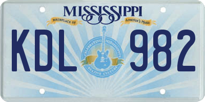 MS license plate KDL982