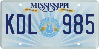 MS license plate KDL985