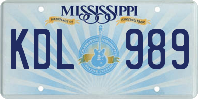 MS license plate KDL989