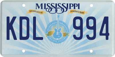 MS license plate KDL994