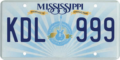 MS license plate KDL999