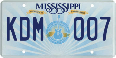 MS license plate KDM007