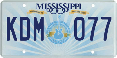 MS license plate KDM077