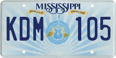 MS license plate KDM105