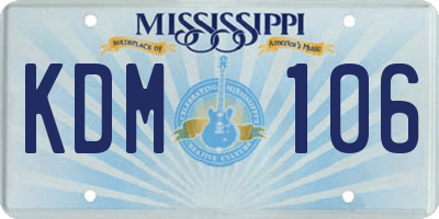 MS license plate KDM106