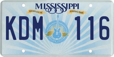 MS license plate KDM116