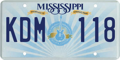 MS license plate KDM118