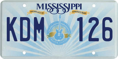 MS license plate KDM126