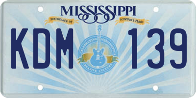 MS license plate KDM139
