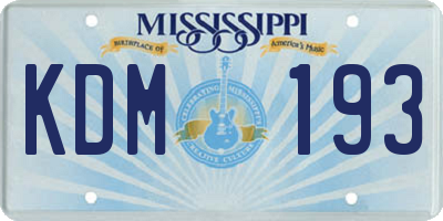 MS license plate KDM193