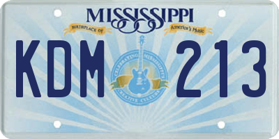 MS license plate KDM213