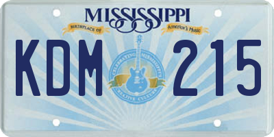 MS license plate KDM215
