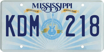 MS license plate KDM218