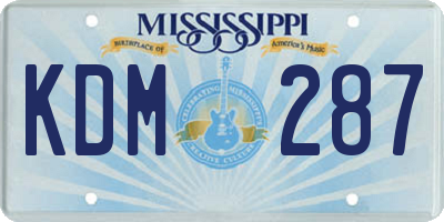 MS license plate KDM287