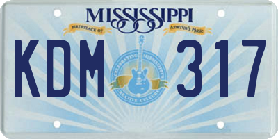 MS license plate KDM317