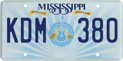 MS license plate KDM380