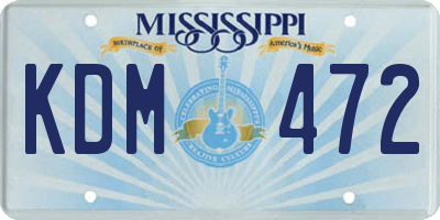 MS license plate KDM472