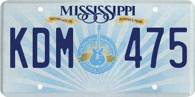 MS license plate KDM475