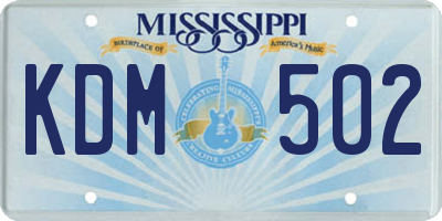 MS license plate KDM502