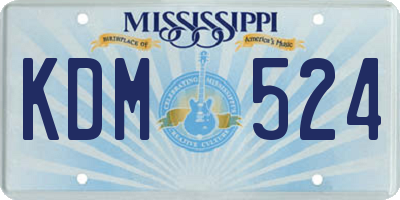 MS license plate KDM524