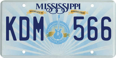 MS license plate KDM566