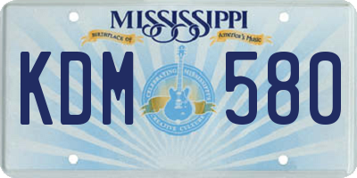 MS license plate KDM580