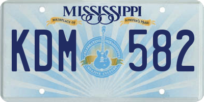 MS license plate KDM582