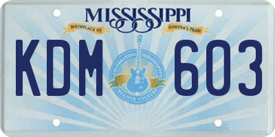 MS license plate KDM603