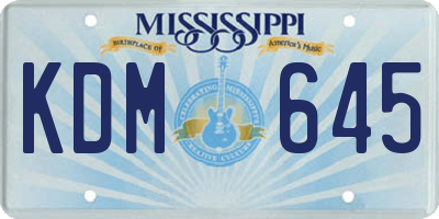 MS license plate KDM645
