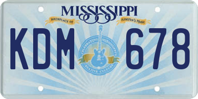 MS license plate KDM678