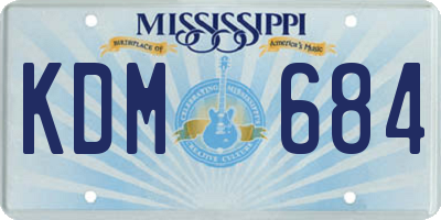 MS license plate KDM684