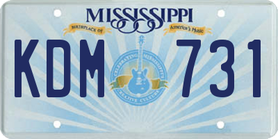 MS license plate KDM731