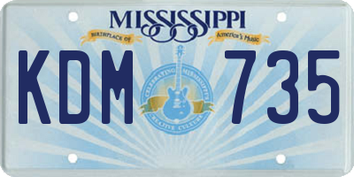 MS license plate KDM735