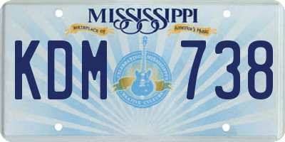 MS license plate KDM738
