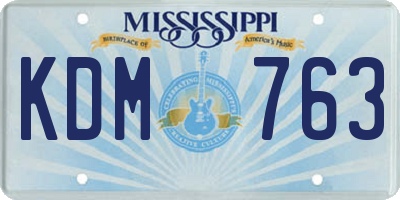 MS license plate KDM763