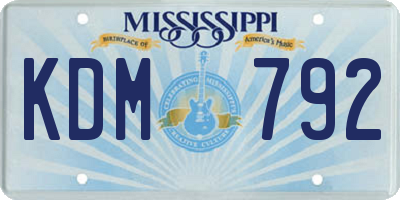 MS license plate KDM792