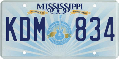 MS license plate KDM834